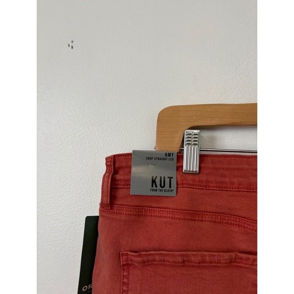KUT From the Kloth Amy Crop Straight Leg Roll-Up Jeans – Burnt Orange – Size 16 - Picture 6 of 7